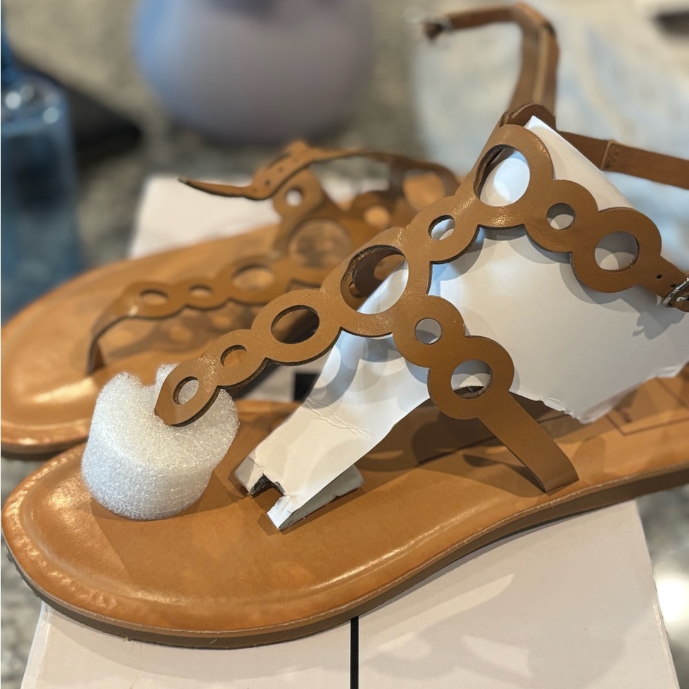 Dolce Vita Tan Sandals with Floral Cutout Design